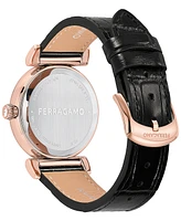 Salvatore Ferragamo Women's Swiss Black Leather Strap Watch 36mm