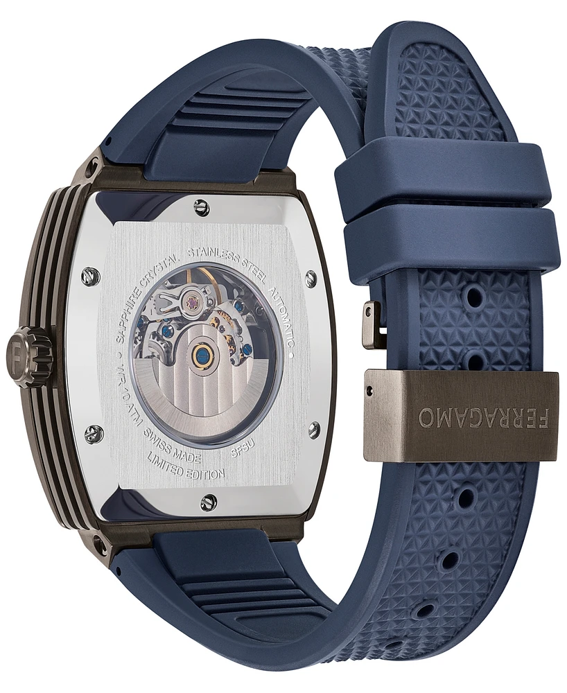 Salvatore Ferragamo Men's Swiss Automatic Blue Rubber Strap Watch 42mm