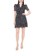 Msk Petite Floral Print Ruched Sleeve Fit & Flare Dress