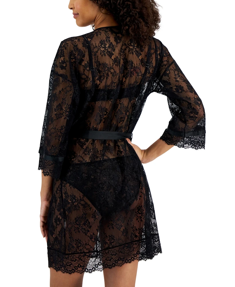 I.n.c. International Concepts Women's Embellished Lace Robe, Created for Macy's