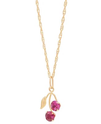 Lab-Grown Ruby (5/8 ct. t.w.) Leaf Pendant On 18" Rope Chain in 10k Yellow Gold