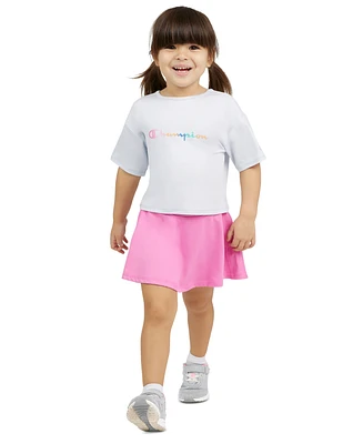 Champion Toddler & Little Girls Logo Graphic T-Shirt Solid Skort, 2 Piece Set