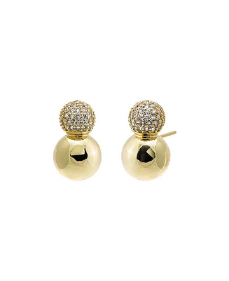 by Adina Eden Solid and Pave Double Graduated Ball Stud Earring