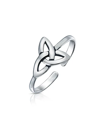 Celtic Trinity Knot Work Circle Triquetra Pinky Midi Toe Ring for Women Teens Oxidized .925 Silver Sterling Adjustable
