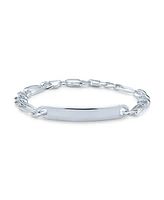 Bling Jewelry Bar Name Plated identification Id Bracelet For Men 6.5 Mm Figaro Chain Link 250 Gauge .925 Sterling Silver Made Italy