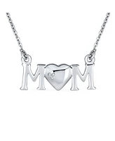 Bling Jewelry Heart Inspirational Message Block Letters Words Mom Heart Pendant Necklace For Women Mother Sterling Silver