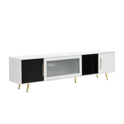 Simplie Fun Stylish Tv Stand With Golden Metal Handles&Legs, Two