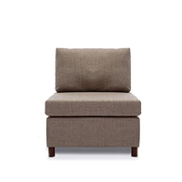 Simplie Fun Grey Linen Middle Module Sectional Sofa with Armless Chair