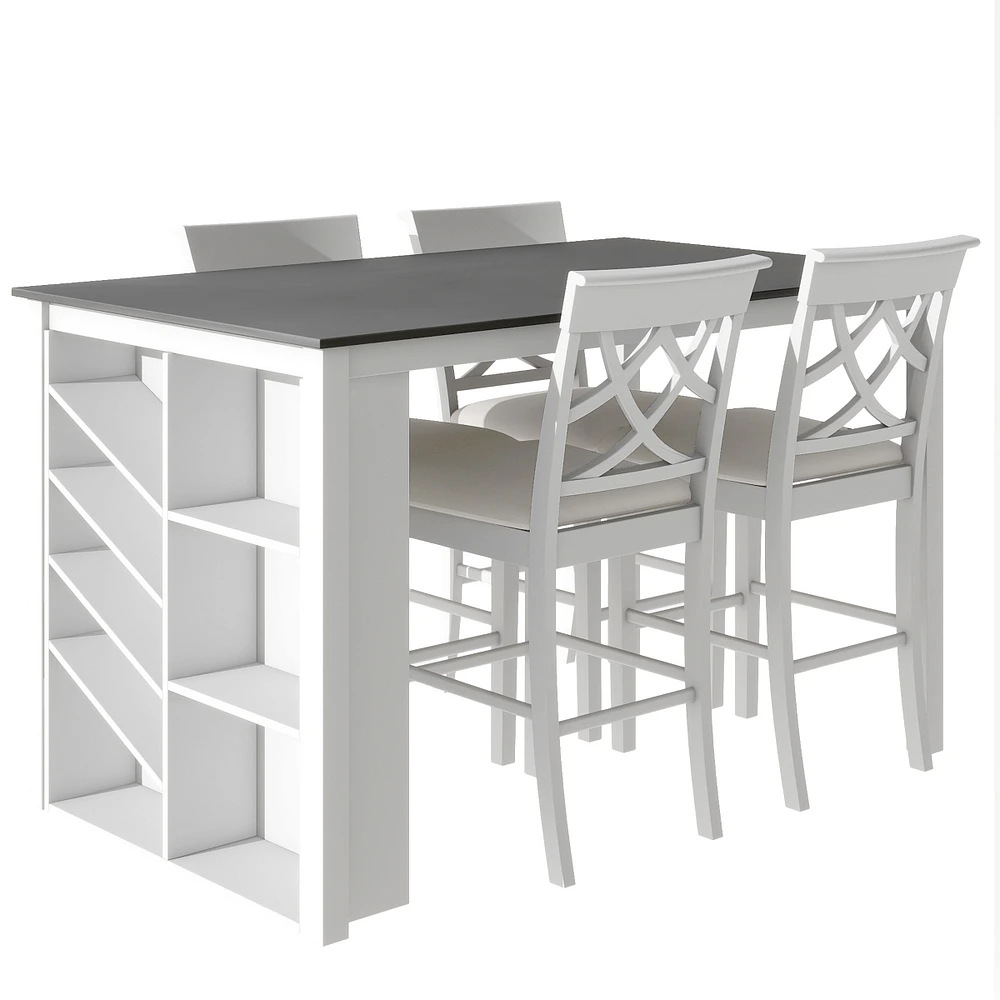 Simplie Fun 5-Piece Counter Height Dining Set with Wine Rack