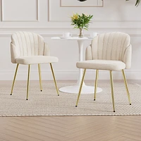 Simplie Fun Teddy Fleece Dining Chairs with Gold Legs (Set of 2)