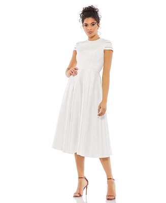 Women's Ieena High Neck Cap Sleeve Tea Length Dress