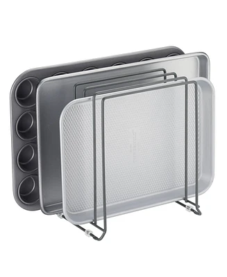 mDesign X-Large Steel Storage Tray Organizer Rack for Kitchen Cabinet