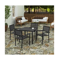 Tristan 5 Piece Indoor/Outdoor Dining Set With Table And Four Chairs With Poly Resin Slats