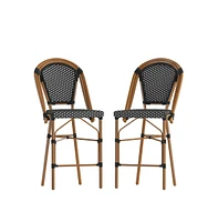 Merrick Lane Sacha Set Of Two Stacking French Bistro Counter Stools With Pe Seats And Backs Metal Frames For Indoor/Outdoor Use