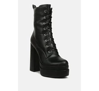 meows faux leather high heel platform ankle boots