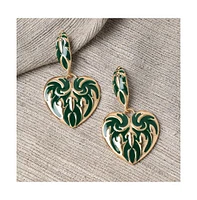 Sohi Women's Gold Heart Drop Earrings
