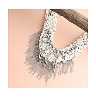 Sohi Women's Silver Plait Chain Drop Statement Necklace