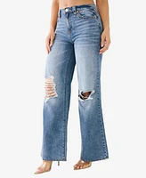 True Religion Women's Leila No Flap Wide Leg Jean