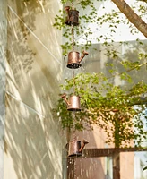 Glitzhome 8.5' 11-Piece Faux Copper Watering Pot Rain Chain with V-Shaped Gutter Clip