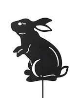 Glitzhome 18" H Multi-Functional 2-in-1 Set of 3 Metal Rabbit Silhouette Pick Wall Decor