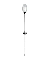 Glitzhome 36" H Set of 3 Solar Powered Stake Oval Flower Light with Stainless Steel Pole