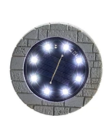 Glitzhome 5.25" H Set of 4 Resin Solar Powered Disk Light or Outdoor Pathway Light or Ground Light