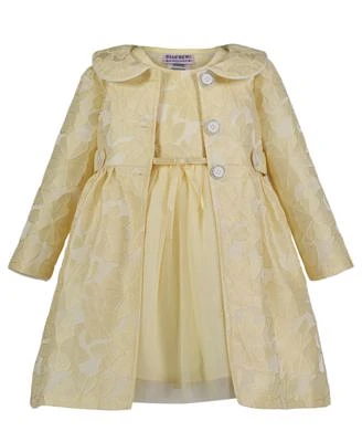 Blueberi Boulevard Toddler Little Girls Fit And Flare Dress Jacquard Coat Set