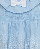 Little Me Baby Girls Chambray Eyelet Set with Headband