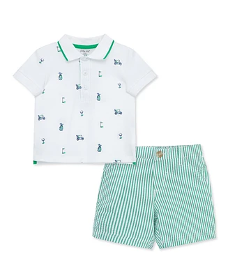 Little Me Baby Boys Golf Polo Shorts Set