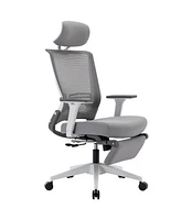 Simplie Fun Grey High Back Office Chair with 2D Armrest & Footrest