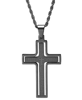 Steeltime Men's Two-Tone Stainless Steel "Our Father" English Prayer Spinner Cross 24" Pendant Necklace