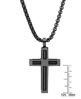 Steeltime Men's Black Ip Stainless Steel Spring Inlay Cross 24" Pendant Necklace