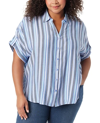 Gloria Vanderbilt Plus Stripe High-Low Demi Shirt