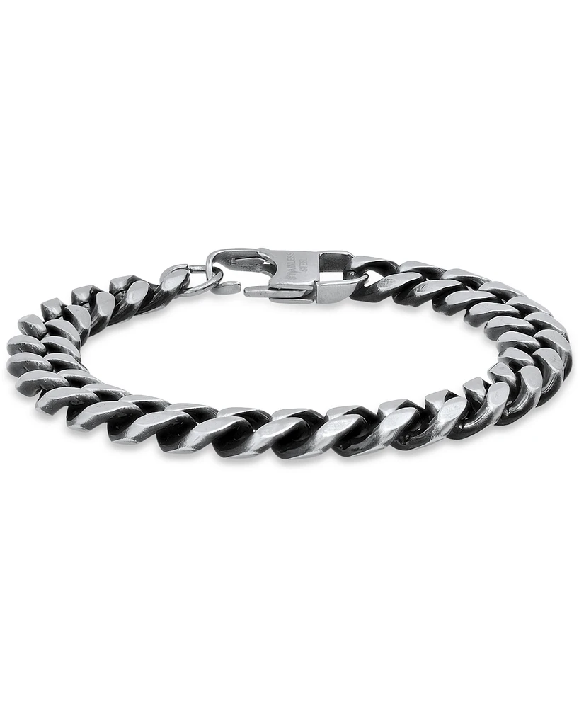 Steeltime Men's Gunmetal-Tone Stainless Steel Cuban Link Chain Bracelet