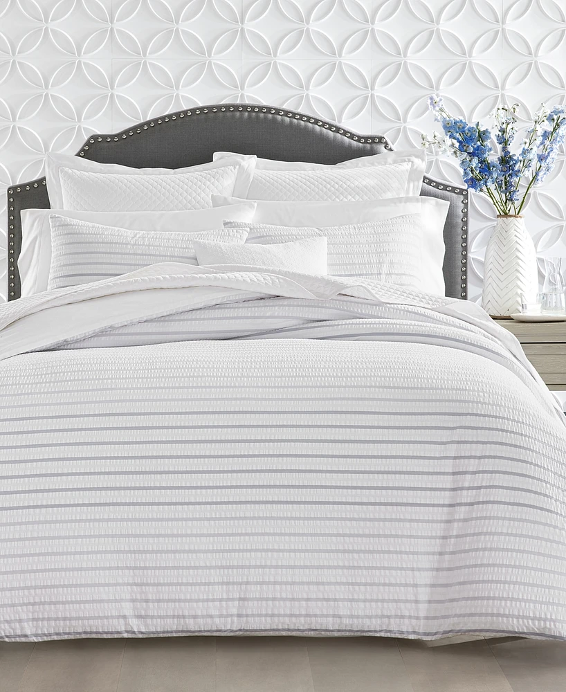Last Act! Charter Club Seersucker Ombre Stripe Duvet Cover Set, Twin, Exclusively at Macy's