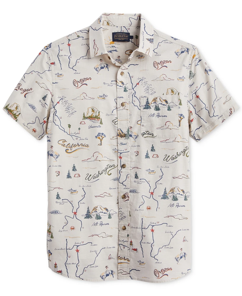 Pendleton Men's Shoreline Print Short Sleeve Button-Front Shirt