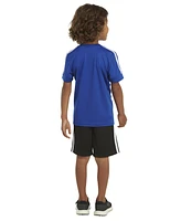 adidas Toddler & Little Boys 2-Pc. 3-Stripe Logo Graphic T-Shirt Mesh Shorts Set