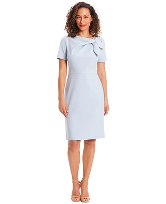 London Times Women's Side Tie-Neck Sheath Dress