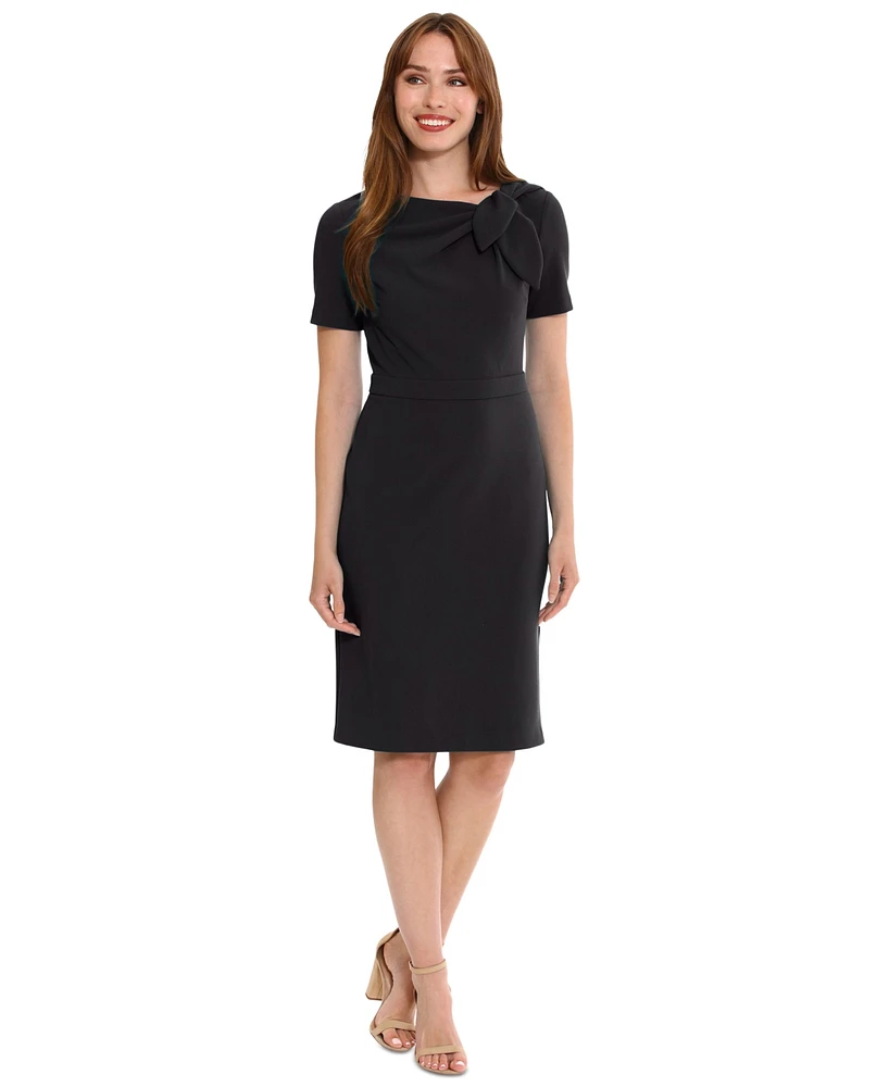 London Times Women's Side Tie-Neck Sheath Dress