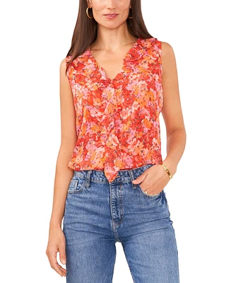 Vince Camuto Women's Sleeveless Ruffled Floral Print Top