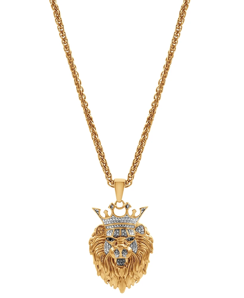 Blackjack Men's Cubic Zirconia Lion King Head 24" Pendant Necklace - Gold