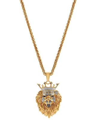Blackjack Men's Cubic Zirconia Lion King Head 24" Pendant Necklace - Gold