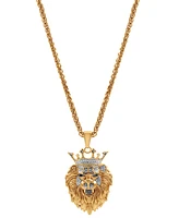 Blackjack Men's Cubic Zirconia Lion King Head 24" Pendant Necklace - Gold