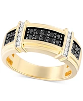 Men's Black & White Diamond Ring (1/2 ct. t.w.) 10k Gold