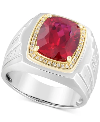 Men's Lab-Created Ruby (7-1/5 ct. t.w.) & Diamond (1/6 Sterling Silver 10k Gold (Also Sapphire)