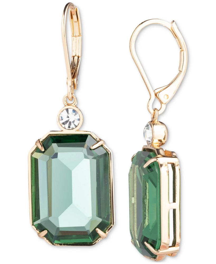 Lauren Ralph Gold-Tone Pave & Color Stone Drop Earrings