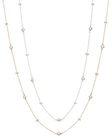 Cultured Freshwater Pearl (3-4mm) and Silver Bead Necklace, 16" + 2" extender