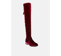 London Rag Rumple Velvet Over The Knee Clear Heel Boots