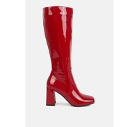 London Rag Hypnotize Patent Pu Block Heeled Calf Boots