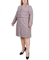 Ny Collection Plus Long Sleeve Jacket and Tweed Dress, 2 Piece Set